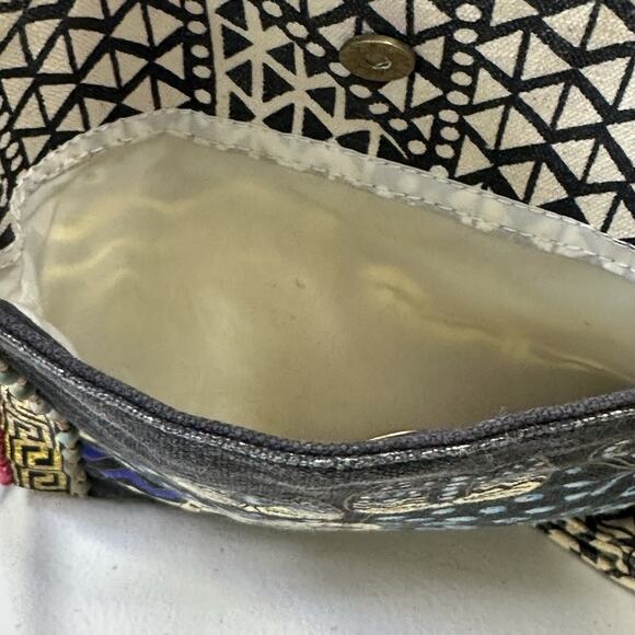 Vintage Laurel Burch Cat Bag Surf N Sand Crossbody Purse AdjustableStrap Cotton - Picture 11 of 16